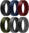 ROQ Silicone Rings for Men 1/4/6 Multipack of Breathable Mens Silicone Rubber Wedding Rings Bands - Step Edge.