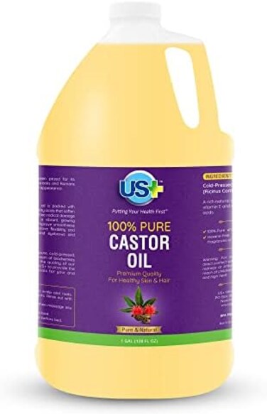 Us+ 100% Pure Castor Oil - Cold-pressed, Unrefined, Hexane-free - Premium Quality - USP Grade (1 Gallon.