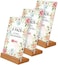TONICE 3 Pack 5x7 Acrylic Sign Holder Slant Back Design L Shape Clear Acrylic Frames Wood Base, Table Menu Display Stand Flyer Display for Desk Display (Optional 8. 5x11/5x7 Inch L/T Shape.