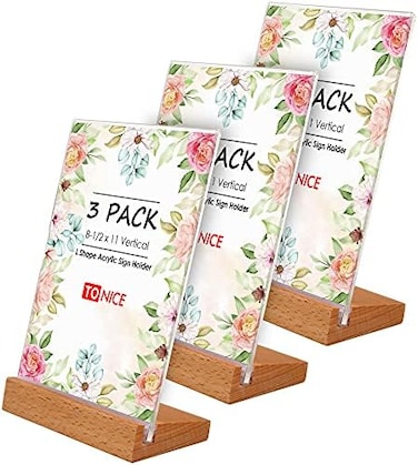 TONICE Acrylic Sign Holder (Pack of 3.