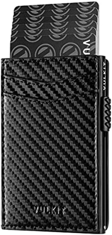 VULKIT Men's Slim Wallet Pop Up Card Holder RFID Blocking Metal Wallet Minimalist Design Holds Up to 11 Cards.