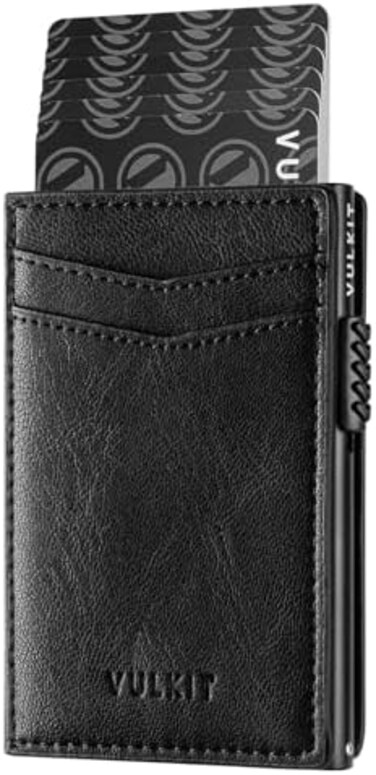 VULKIT Men's Slim Wallet Pop Up Card Holder RFID Blocking Metal Wallet Minimalist Design Holds Up to 11 Cards.