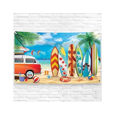 KatchOn, Beach Backdrop for Surf Party - Xtralarge, 72x44 InchBeach Party Backdrop for Beach Party DecorationsSurf Backdrop, Surf Party DecorationsBeach Banner, Beach Theme Party Decorations.