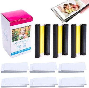 Label KINGDOM CP1500 CP1300 Ink and Paper Compatible with Canon Selphy KP-108IN Ink and Paper Set 3 Color Cartridges and 108 Sheets 4x6 for Canon Selphy CP1500 CP1300 CP1200 CP820 Photo Printer.