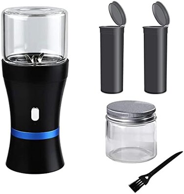 مطحنة أعشاب كهربائية من Spacenight، صغيرة الحجم لبراعم الزهور، قابلة لإعادة الشحن عبر منفذ USB، قطعتان من حجرة الأعشاب الزجاجية سعة 1.7 أونصة - مثالية للحمل اليومي.
