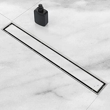 ZEKOO Linear Shower Drain 24 Inch, 2 in 1 Brushed Nickel Shower Drain, 304 Stainless Steel Linear Drain with Tile Insert Grate, Rectangle Shower Floor Drain.