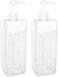 JiatuA Empty Plastic Pump Bottles, Refillable Lotion Soap Dispenser Liquid Container for Kitchen or Bathroom Soaps Shampoo and Body Wash, 2 Pack (32oz/1L, Clear.