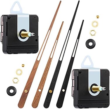 Jadive 2 Pieces High Torque Clock Movement Mechanism with 16 Inch Clock Long Spade Wooden Hands Clock Replacement Mechanism Replacement Kit Mechanism for DIY Wall Clock Repair Parts Replacement.