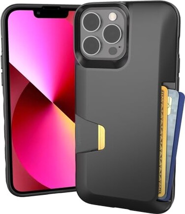 Smartish iPhone 13 Pro Max Wallet Case - Wallet Slayer Vol. 1 [SlimProtective] Credit Card Holder - Drop Tested Hidden Card Slot Cover Compatible with Apple iPhone 13 Pro Max - Black Tie Affair.