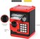 Vcertcpl ATM Piggy Bank for Boys Girls, Mini ATM Coin Bank Money Saving Box with Password, Kids Safe Money Jar for Adults with Auto Grab Bill Slot, Great Gift Toy Bank for Kids (RedBlack.