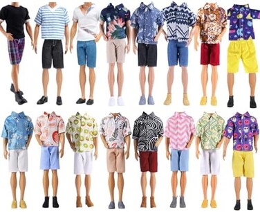 E-TING 3 Sets Casual Wear T-Shirt Jackets Pants Pack Clothes with 3 Pairs Shoes for 12&Prime; Boy Doll.
