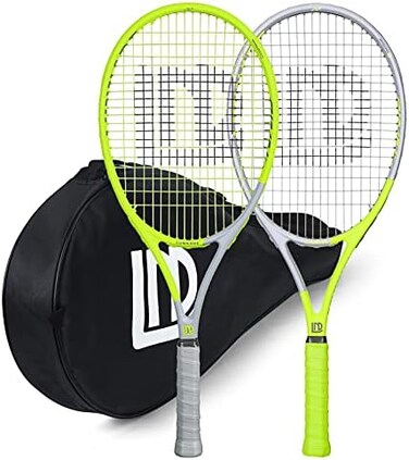 LUNNADE Adults Tennis Racket 2 Pack, Durable 27 Inch Coupled Tennis Racquet Light-Weight, Pre-Strung and Regrip, Suitable for Beginners to Intermediate Players.