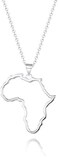 YKYLHSYXR Women's Minimalist Africa Map Pendant Necklace, Trendy Personalized Africa Motherland Continent Outline Necklaces Chain Length 18" Extension Chain 2" ( 18K Gold and Silver Plated both Choice