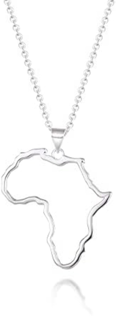 YKYLHSYXR Women's Minimalist Africa Map Pendant Necklace, Trendy Personalized Africa Motherland Continent Outline Necklaces Chain Length 18" Extension Chain 2" ( 18K Gold and Silver Plated both Choice