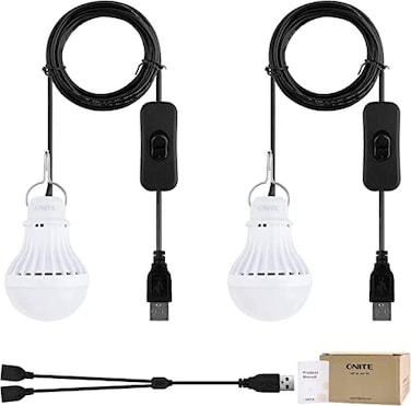 Onite 2-Pack USB LED Light Bulb2700K Warm WhiteEmergency Backup Lighting for Camping, RV, Garage, and Power Outage Preparedness.