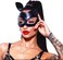 HUI GUO Leather Cat Rabbit Woman Mask Masquerade Adjustable Head Half Face Catwoman Mask Cat Ears with Rivets Metal for Carnival Costume Props, Black, One Size.