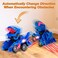 Hirger Transforming Dinosaur Car Toys, Transforming Dinosaur LED Car with Light and Music, 2 in 1 Automatic Dinosaur Transform Car Toy, Dinosaur Transformer Toy for Kids (Blue.