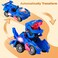Hirger Transforming Dinosaur Car Toys, Transforming Dinosaur LED Car with Light and Music, 2 in 1 Automatic Dinosaur Transform Car Toy, Dinosaur Transformer Toy for Kids (Blue.