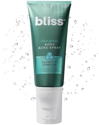 Bliss Clear Genius Body Acne Spray - 3. 5 Fl Oz - Maximum Strength 2% Salicylic AcidNiacinamide - Targets Body AcnePrevents Future Breakouts - Post Workout - Clean - VeganCruelty-Free.