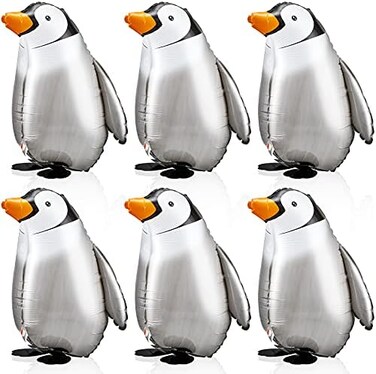 Zhanmai 6 Pieces Walking Penguin Balloons Penguin Foil Balloons Pet Walking Animal Balloons Helium Balloons for Baby Shower Birthday Party Decoration Supplies.
