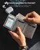 VULKIT Credit Card Holder RFID Blocking Genuine Leather Pop Up Card Wallet with Banknote Compartment, ID Window, Coin Pocket and Magnetic Closure.