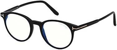 إطارات نظارات توم فورد FT 5695-B BLUE BLOCK للرجال، أسود لامع/فلتر أزرق 47/20/145.