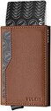 VULKIT Credit Card Holder with Double ID Window Leather Passcase Wallet RFID Blocking Automatic Pop Up Card Wallet for CardsNotes.