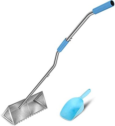 LOSTRONAUT Sand Flea Rake Pro52&rsquo;&rsquo; Ergonomic HandleLarge 16&rsquo;&rsquo; Basket with Sharp TeethHeavy Duty Commercial Fishing Grade Rakes Include Sand Scoop.