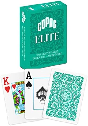 Copag Elite 100% Plastic Playing Cards, Poker Size (StandardJumbo Index Single Deck (Green.