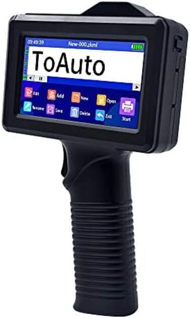 TOAUTO Portable Intelligent Upgraded Handheld Inkjet Printer Gun with 5. 6 Inch LED Touch Screen Quick-Drying Inkjet Coding Machine for Code Date Label Industry Design House Usage.