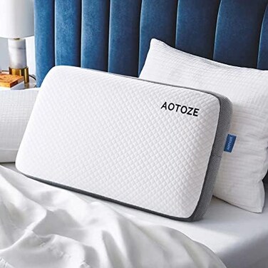 AOTOZE Best Firm Pillow for Sleeping, Hard Memory Foam Pillows for Deep Sleep, Oeko-TEXCertiPUR-US Double Certification, 28 x 15 inch.