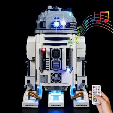 Kyglaring Led Lighting Kit for Lego Star Wars R2 D2, Light and Sound Set Compatible with Lego 75308 Building Set- Not Include The Lego Set (RC Sound Version.
