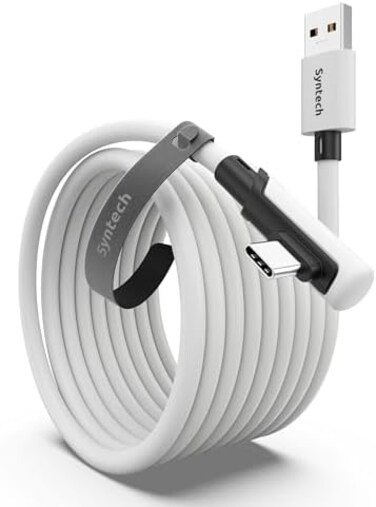Syntech 5 Meters Link Cable Compatible with Oculus/Meta Quest 3/Meta Quest 3S, Quest2/Pro/Pico 4/Ultra, High Speed Data Transfer,USB 3. 0 to USB C Link Cable for VR Headset.