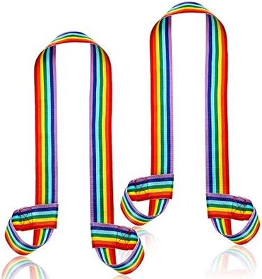 Skylety 2 Pieces Rainbow Skate Leash Adjustable Skate Boot Carrier Strap Skate Shoulder Sling Leash Roller Skate Shoulder Strap for Child Skates.