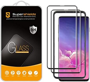 Supershieldz (2 PackDesigned for Samsung Galaxy S10 Tempered Glass Screen Protector with (Easy Installation Tray, (Full Cover(3D Curved GlassAnti Scratch, Bubble Free (Black.