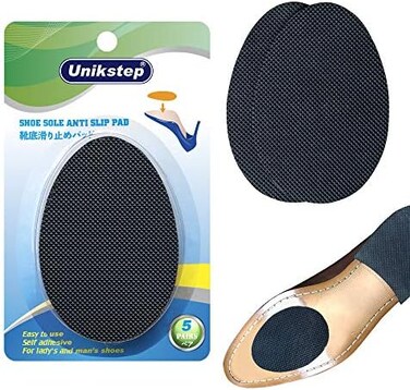 UNIKSTEP 5 Pairs Shoe Sole Anti Slip Grips, Non Skid Self Adhesive Rubber Pads, Shoe Bottom and Heel Noise Reduction Stickers and Protectors (Black, Black, 5 Pair (Pack of 1.