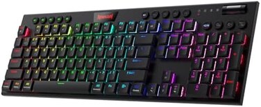 Redragon K618 PRO 3-Mode Wireless RGB Mechanical Keyboard, BT/2. 4Ghz/Wired Low Profile Win/Mac Gaming Keyboard w/Ultra-Thin Design, Dedicated Media ControlLinear Red Switch.