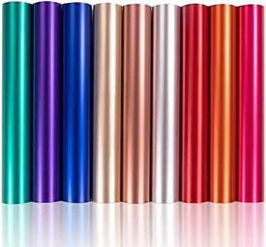 HTVRONT Matte Metallic Vinyl Permanent, 9 PCS 12"x12" Metallic Vinyl Sheets - Permanent Adhesive Vinyl for Cricut MachineSilhouette Cameo.