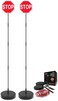 SECURITYMAN LED Stop Sign for Garage Parking Assist (2 Pack- Stress Free - Large 7" Sign, Bright Red LEDs, Adjustable Height (Up to 54"- Garage Car Stop Indicator That Lights Up with Contact.