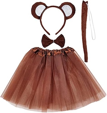 Jmkcoz Kids Costume Tutu Set Monkey Animal Fancy Dress Costume Kit Monkey Ear Headband Bowtie Tail Bow Tie for Boys Girls Halloween Cosplay Party Decoration, M.