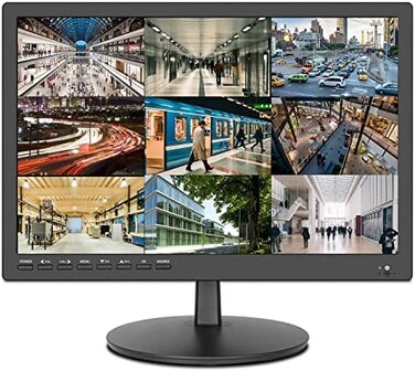 zoshing 17inch Security Monitor,Wall-Mounted Monitor Supports USB/Full Format Video Playback,CCTV Monitor with AV/HDMI Input/VGA/Headphone Output,Built-in Speaker, Remote Control.