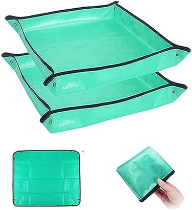 BIUWING 2PCS 39. 4" x 39. 4" Plant Repotting Mat Waterproof Transplanting Mat Indoor Succulent Potting Mat Portable Gardening soil changing and watering mat Square and Foldable Garden mat.