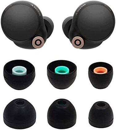 ALXCD Eartips Compatible with Sony WF-1000XM4 WF-1000XM5 Earbuds, S/M/L 3 Pairs Soft Silicone Ear Tips Earbuds Tips, Compatible with Sony WF-1000XM5 WF-1000XM4 Silicon Tips XM4 3 Pairs, SML, Black.