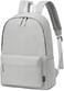 Abshoo Lightweight Casual Unisex Backpack for School Solid Color Boobags, Light Grey, Medium, Daypack Backpacks.