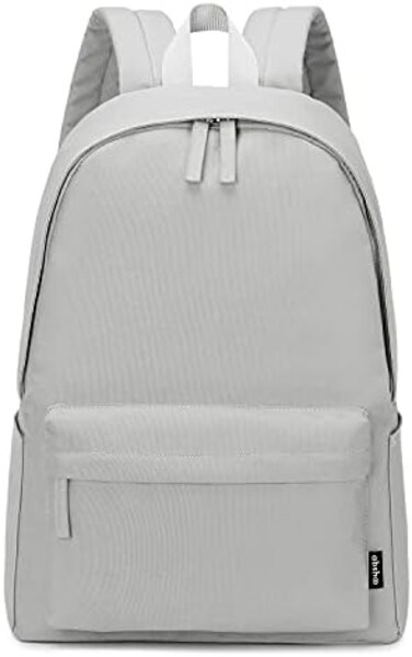Abshoo Lightweight Casual Unisex Backpack for School Solid Color Boobags, Light Grey, Medium, Daypack Backpacks.