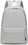 Abshoo Lightweight Casual Unisex Backpack for School Solid Color Boobags, Light Grey, Medium, Daypack Backpacks.