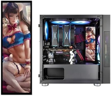 Vetroo Display Board w/LED Lights for Computer PC Case Decor Full HD 2K Multi-Mode Function 9. 8" x 3. 1" (Vertical, A6.