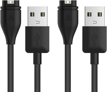 E ECSEM Charging Cable Compatible with Garmin Forerunner 55 Smartwatch 2 Pack Replacement USB Charging Charger Cord for Forerunner 55 Smart Watch, Black (Black.