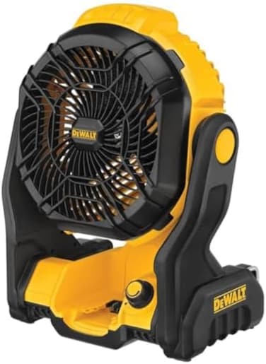 مروحة DEWALT 20V MAX، 4.5 ساعات من وقت التشغيل، لاسلكية، محمولة، رائعة لمواقع العمل، أداة فقط (DCE512B).