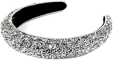 Wecoe Rhinestone Headbands Diamond Headband Bling Headbands For Women Padded Headband Glitter Sparkle Headbands Silver Headband Fashion Headbands Hair Accessories For Women Girls.
